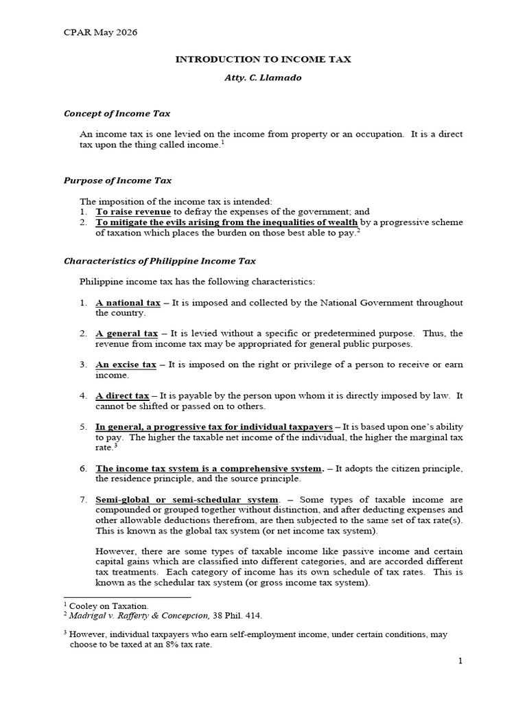 Philippine Income Tax Overview | PDF | Taxes | Capital Gains Tax
