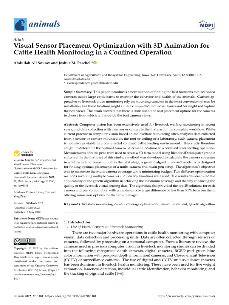 Cattle Health Monitoring: Camera Placement Optimization | PDF ...