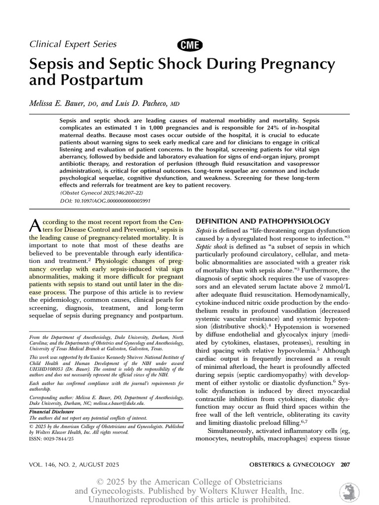Sepsis in Pregnancy and Postpartum Care | PDF | Sepsis | Blood Pressure
