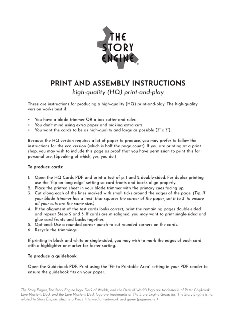 HQ Print-and-Play Assembly Guide | PDF