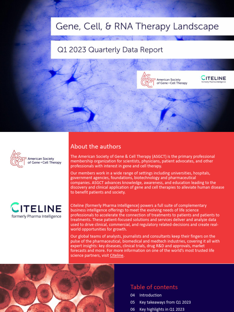 ASGCT Citeline Q1 2023 Report | PDF | Gene Therapy | Small Interfering Rna