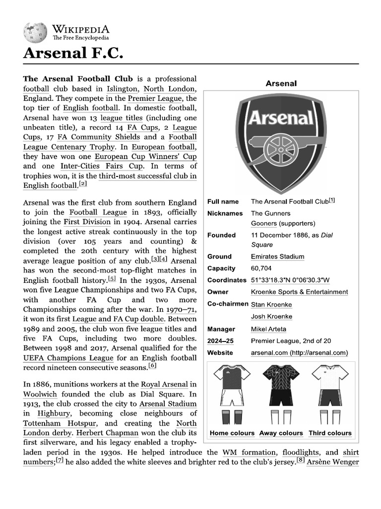 Arsenal Foot Ball Club | PDF
