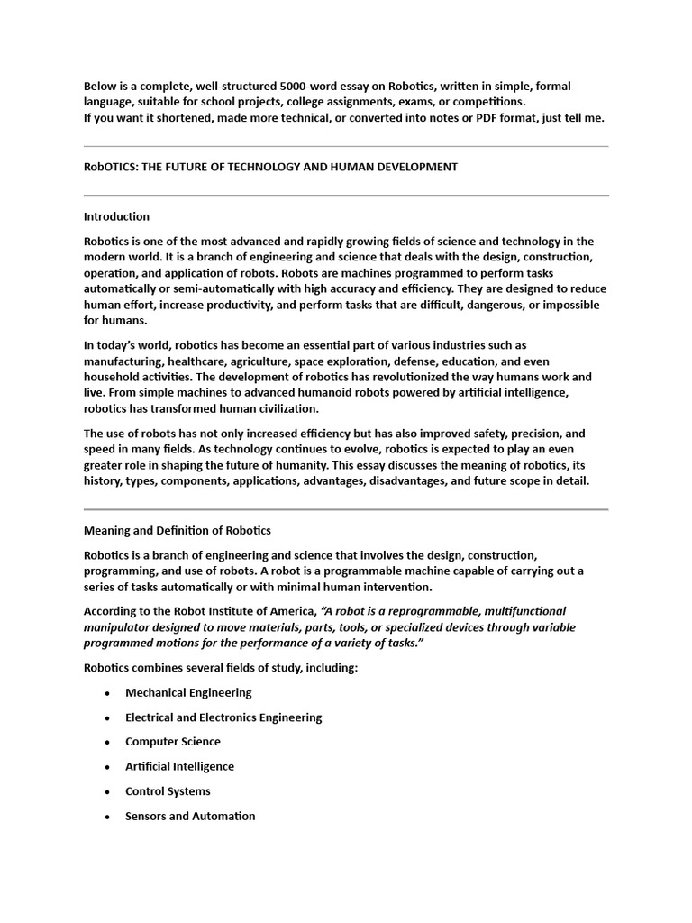 Understanding Robotics: A Comprehensive Guide | PDF | Robotics | Robot