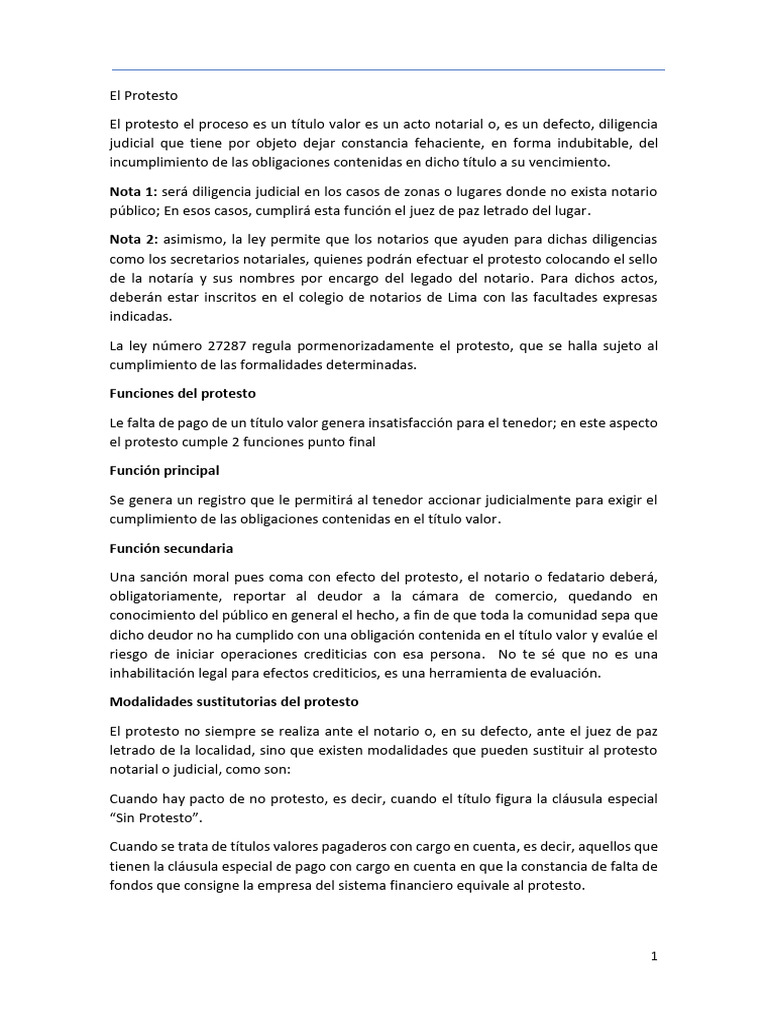 Proceso y Funciones del Protesto Notarial | PDF | Pagaré | Pagos