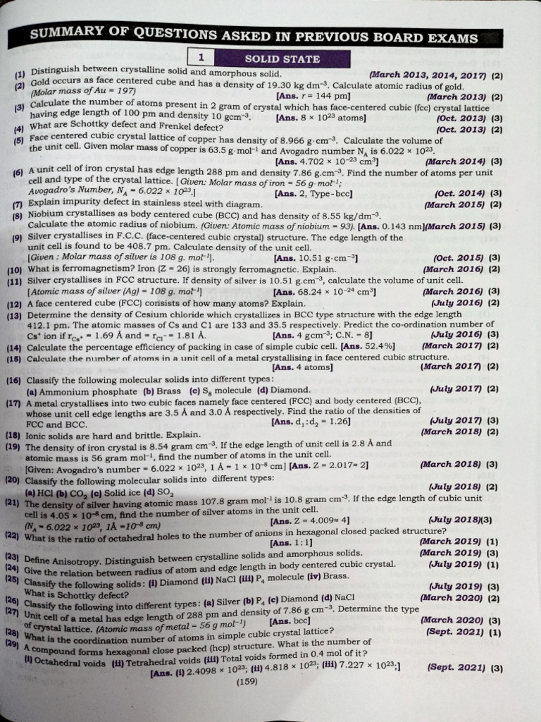 Chemistry PYQ Questions | PDF