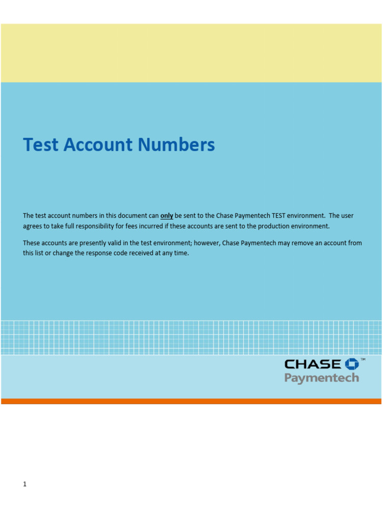 Chase Paymentech Test Account Numbers | PDF | Debit Card | Credit Card