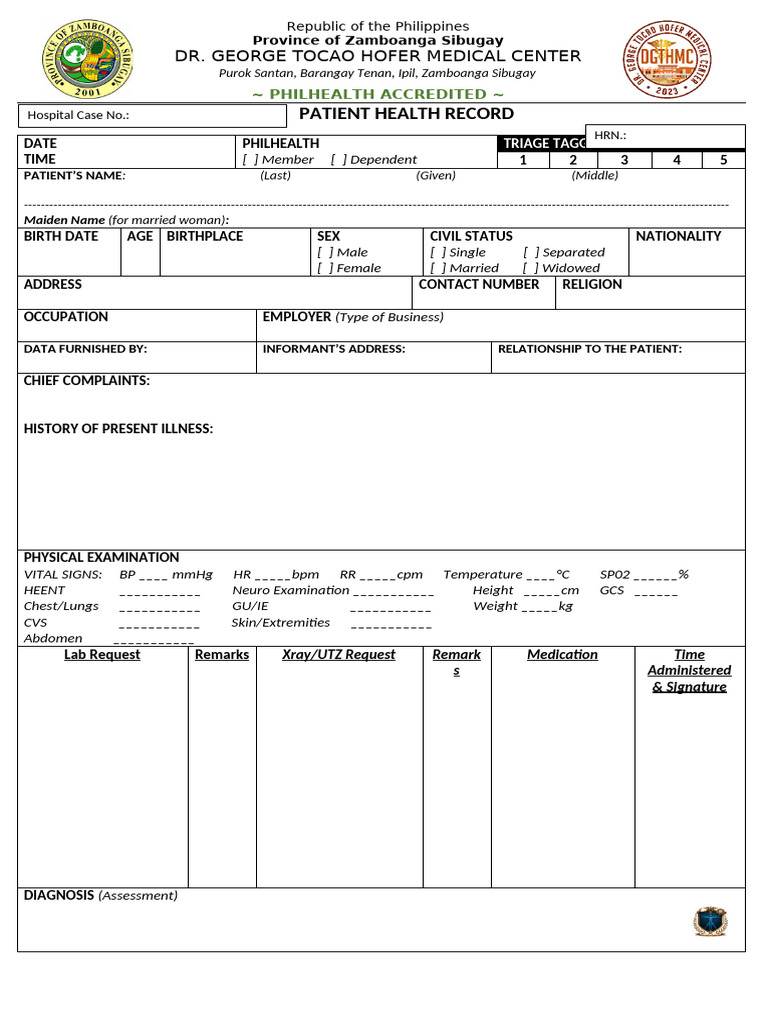 Patient Health Record Template | PDF | Traffic Collision | Land Vehicles