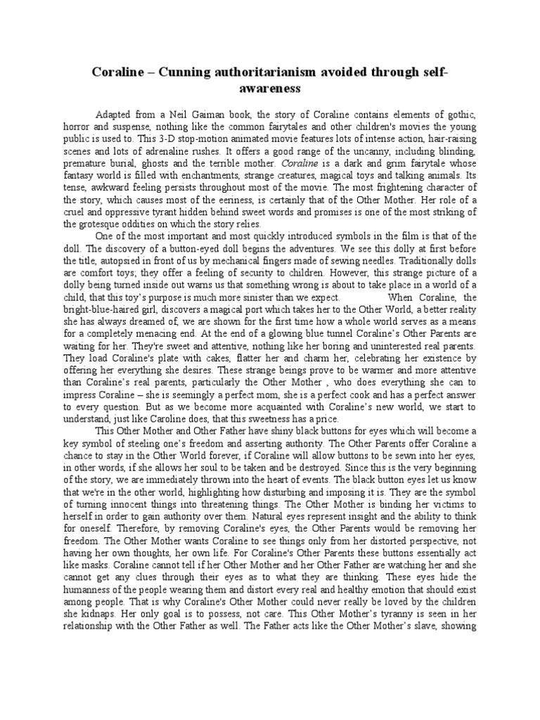 Coraline movie review essay image