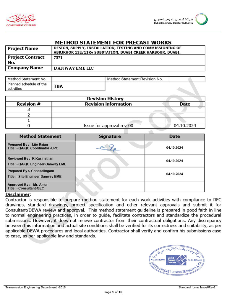 Precast Concrete Repair Method Statement | PDF | Quality Assurance ...