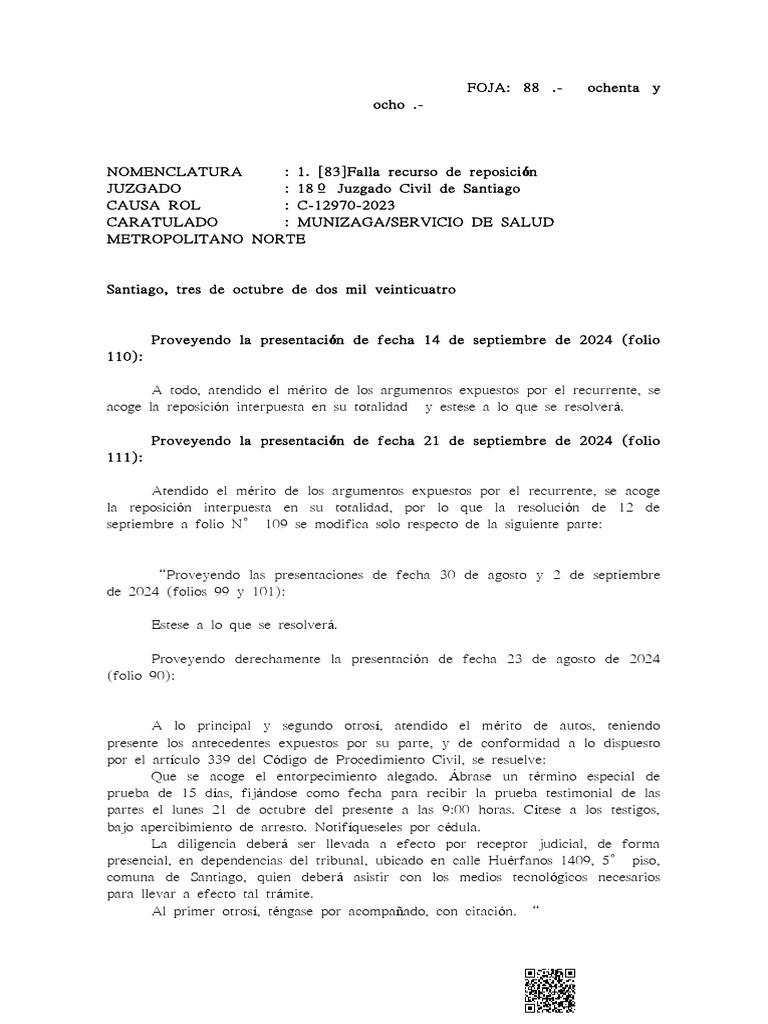 03 10 2024 Falla Recurso de Reposición Doc | PDF | Justicia | Crimen y ...
