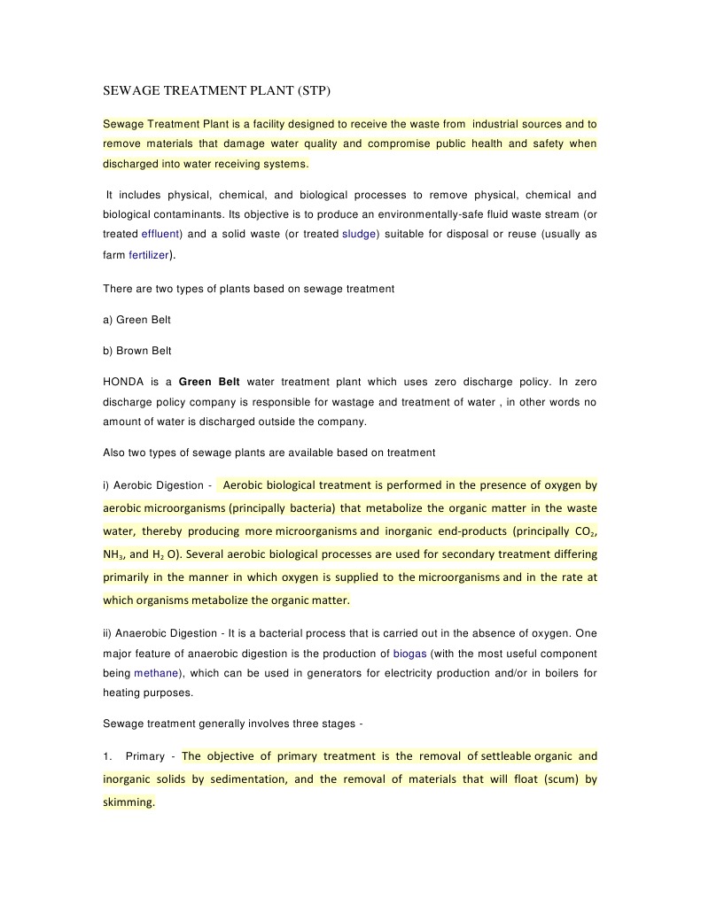 Overview of Sewage Treatment Plants | PDF | Sewage Treatment ...