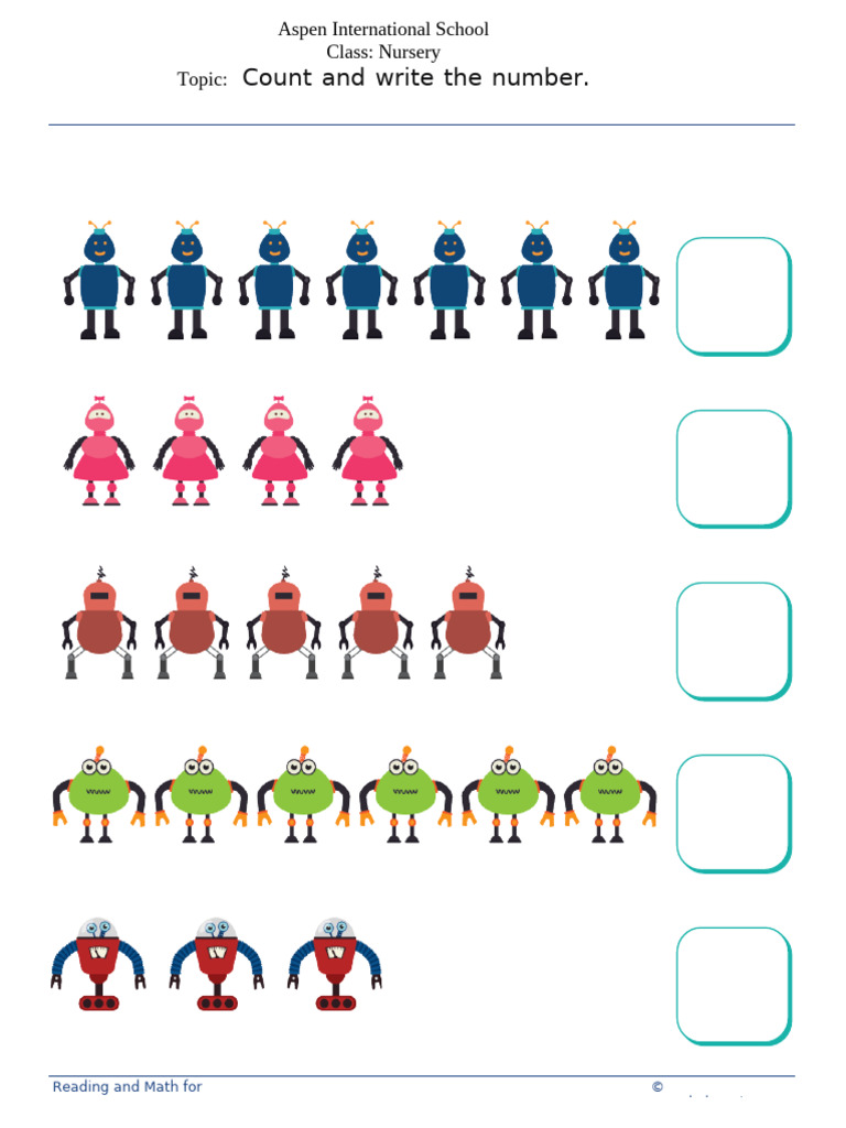 Nursery Counting and Writing Guide | PDF