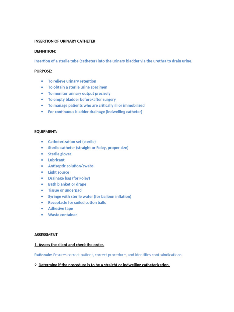 Urinary Catheter Insertion Guide | PDF | Catheter | Medical Specialties