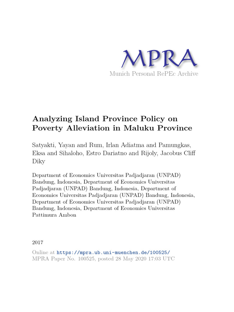 MPRA Paper 100525 | PDF | Ecosystem | Poverty & Homelessness