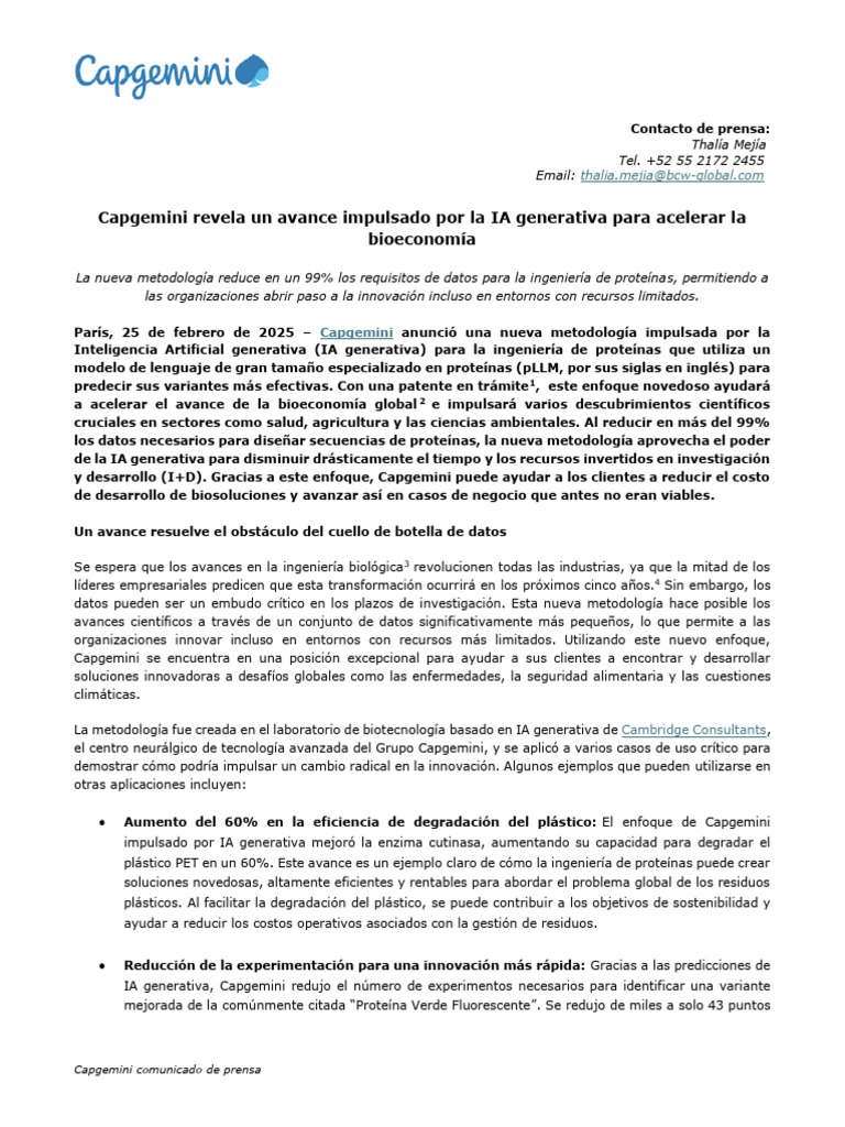Capgemini - 2025 - Capgemini Revela Un Avance Impulsado Por La IA ...