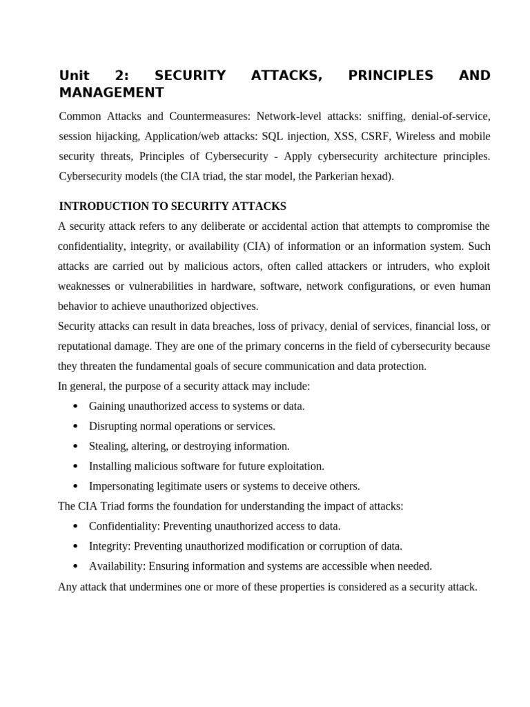 Security Attacks: Types & Countermeasures | PDF | Denial Of Service ...