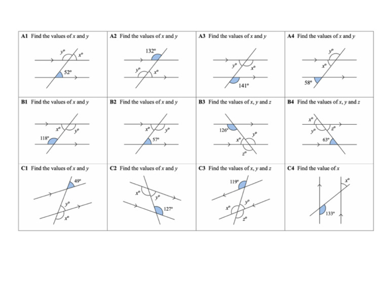 Revision Sheet 1 Parallel Lines | PDF