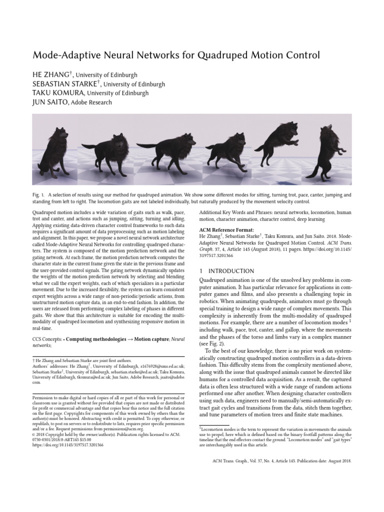 Quadruped Motion Control with Neural Networks | PDF | Horse Gait | Walking