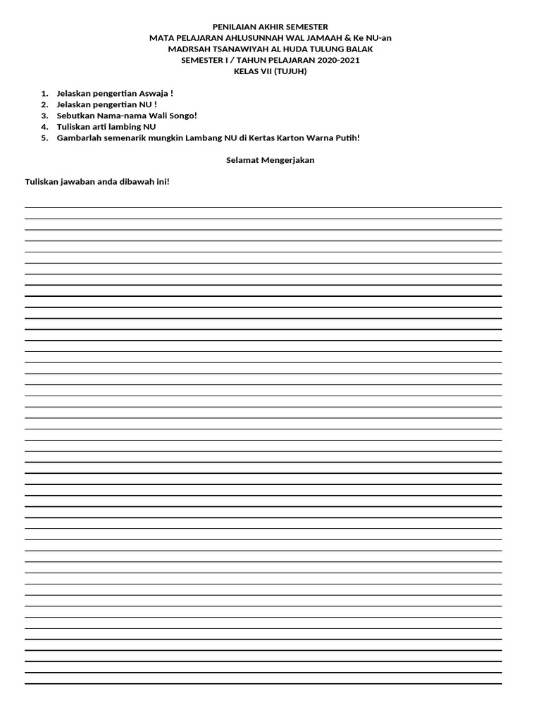 Penilaian Akhir Ahlussunnah Wal Jamaah | PDF