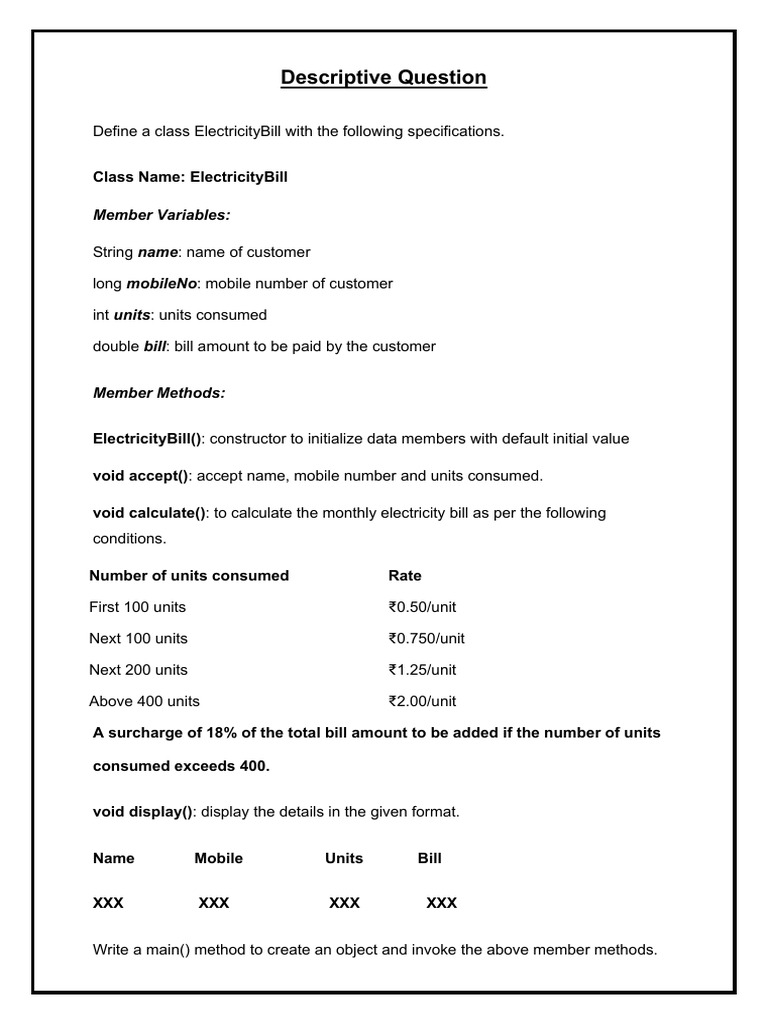 Electricity Bill Question | PDF