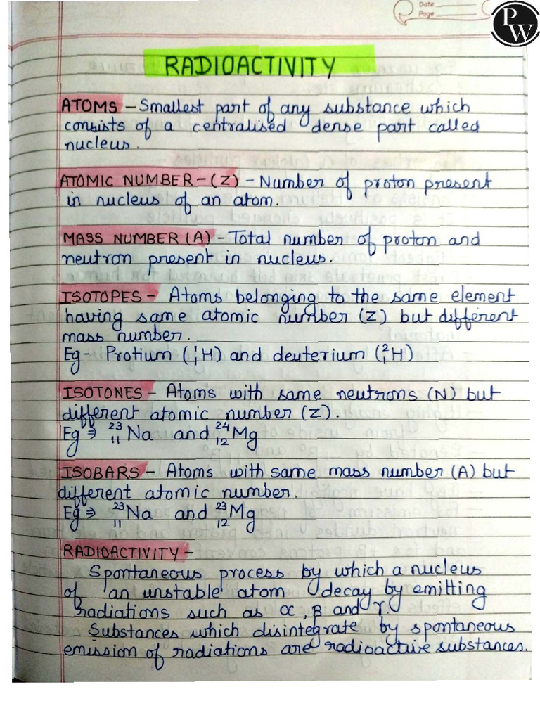 Radioactivity Handwritten Notes | PDF