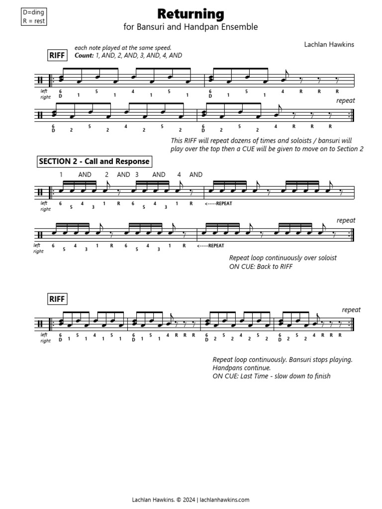 Bansuri and Handpan RIFF Guide | PDF | Musicology | Musical Forms