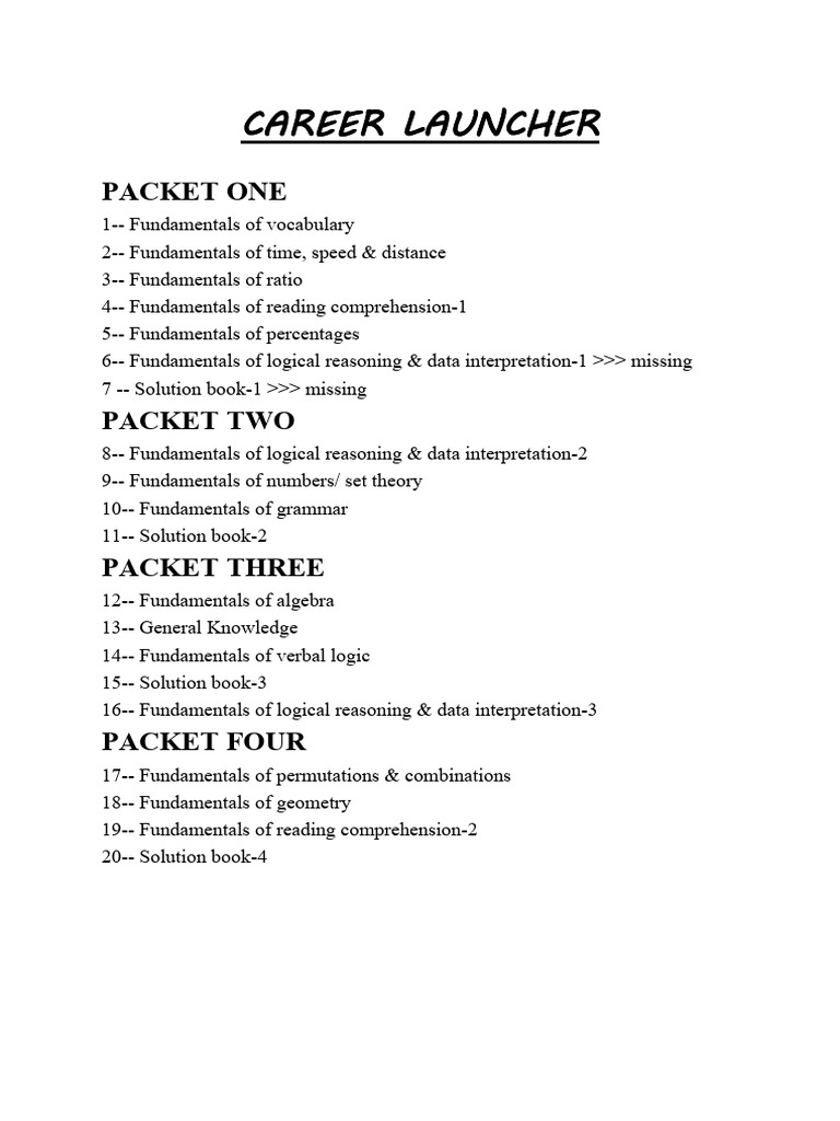 Career Launcher Study Packet Overview | PDF