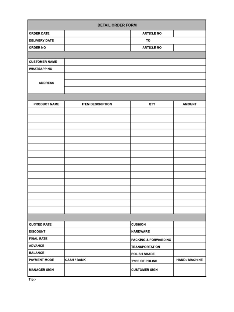 Bhisez Final Order Form | PDF