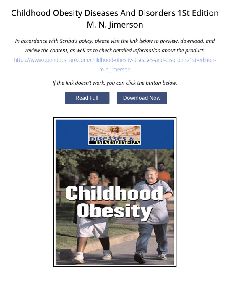 Childhood Obesity Diseases and Disorders 1st Edition M. N. Jimerson ...