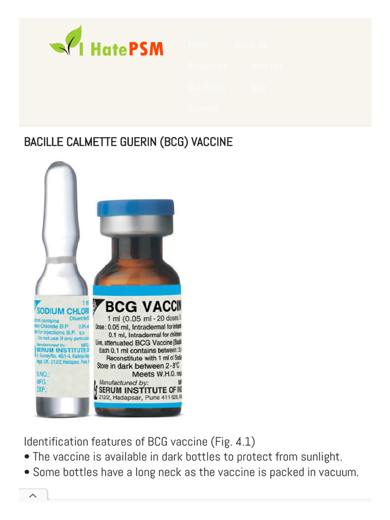 BCG Vaccine Administration Guidelines | PDF | Vaccines | Tuberculosis