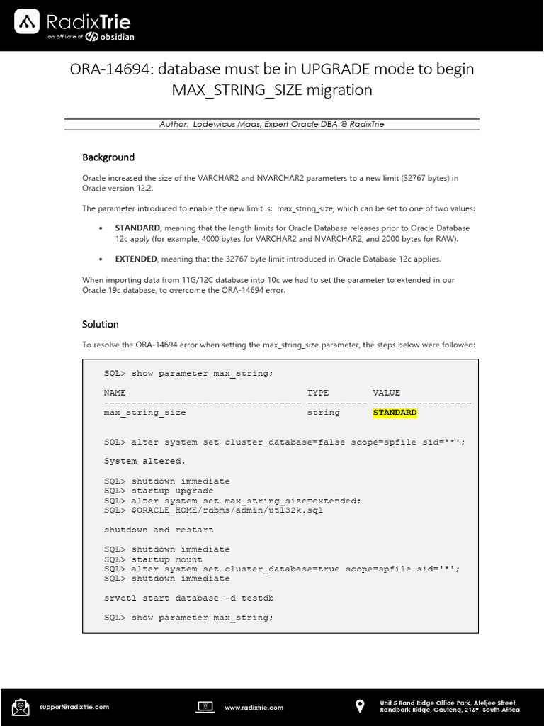 Fixing ORA-14694 in Oracle Database | PDF | Databases | Parameter ...