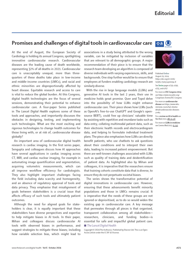 Digital Innovations in Cardiovascular Care | PDF