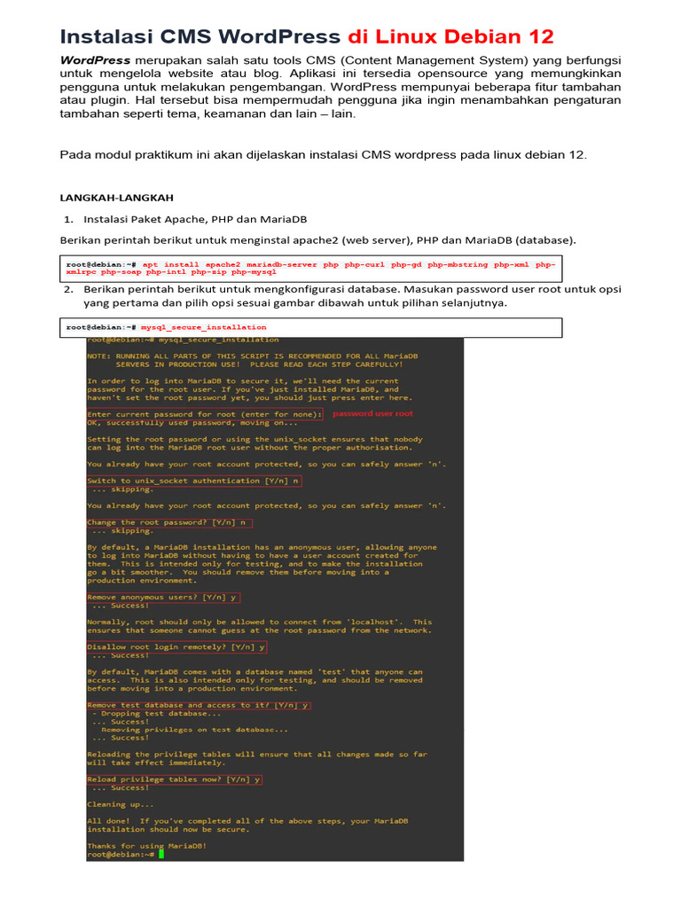 Instalasi WordPress di Debian 12 | PDF