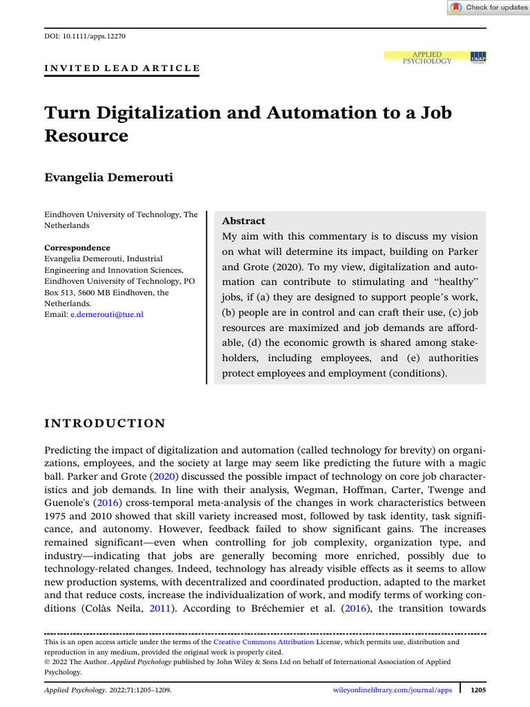 Digitalization's Impact on Job Resources | PDF | Employment | Motivation