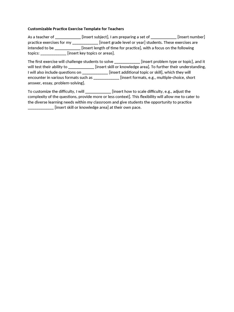 Customizable Practice Exercise Template | PDF