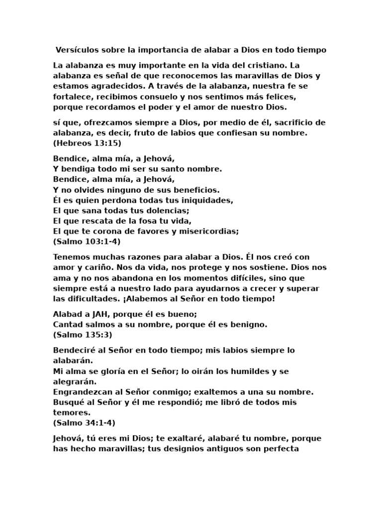Versículos sobre alabanza a Dios | PDF | Salmos | Contenido bíblico