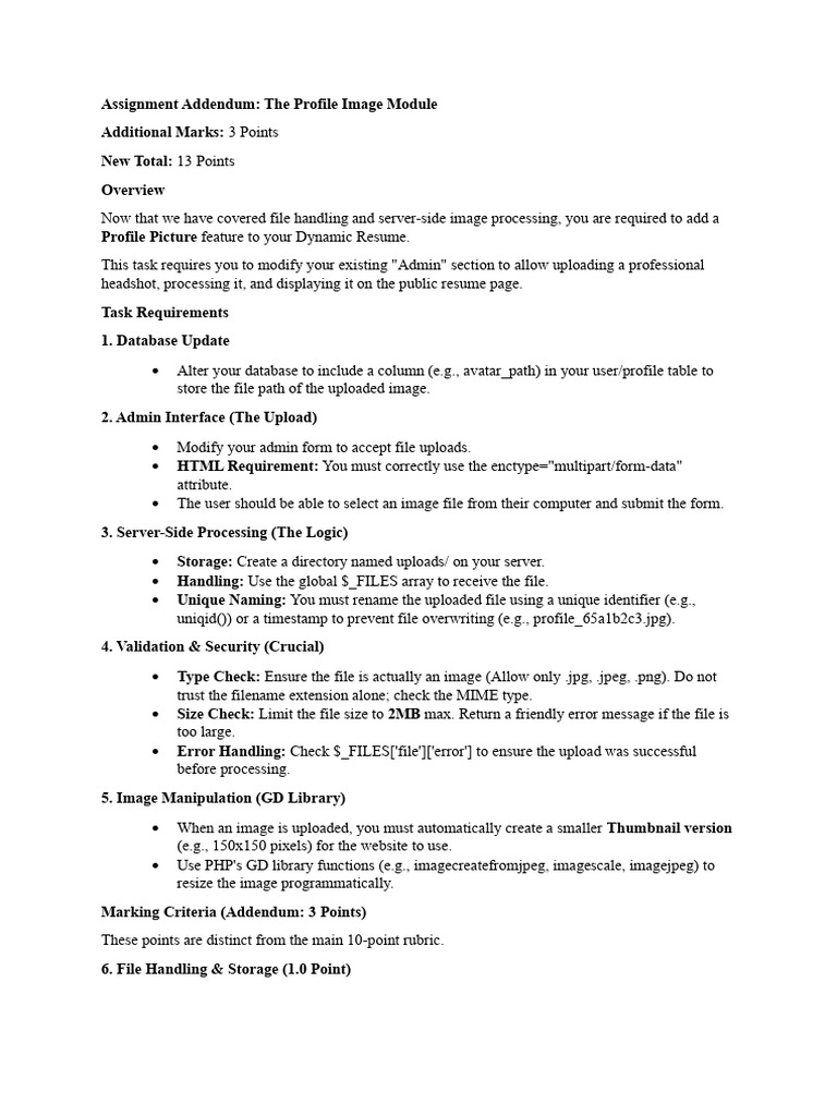 Assignment+Addendum The+Profile+Image+Module | PDF | Computer File | Php