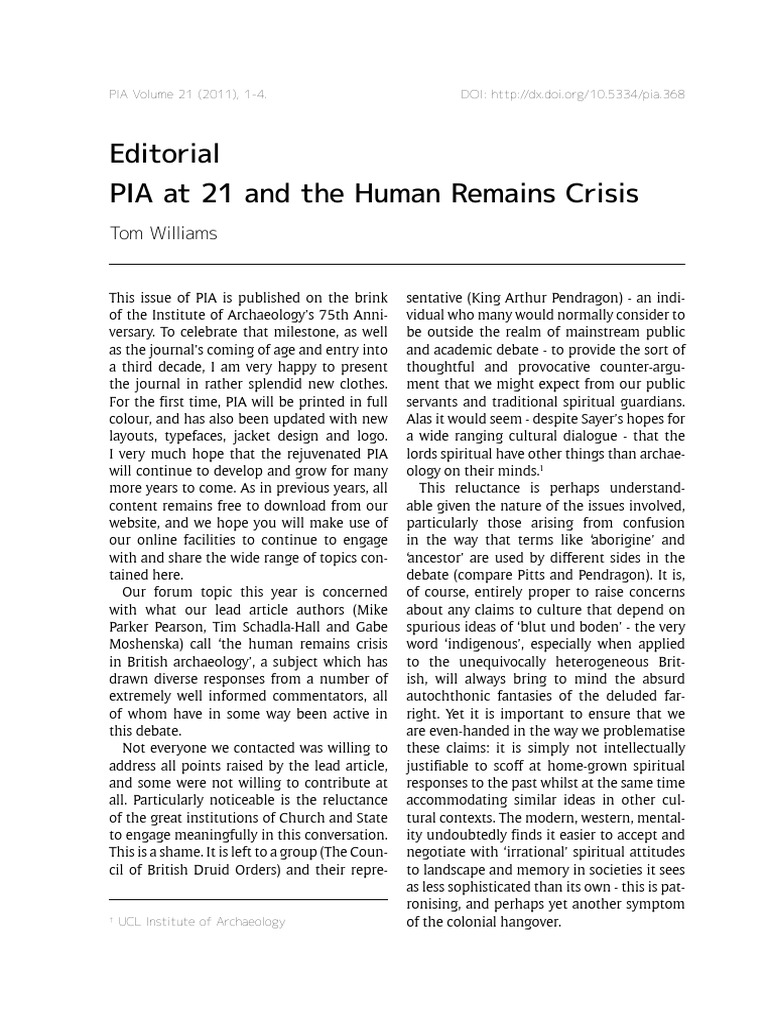 Editorial PIA at 21 and The Human Remain | PDF | Archaeology | Science