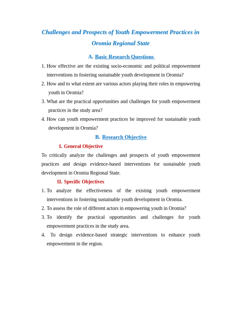 Youth Empowerment in Oromia: Challenges & Prospects | PDF