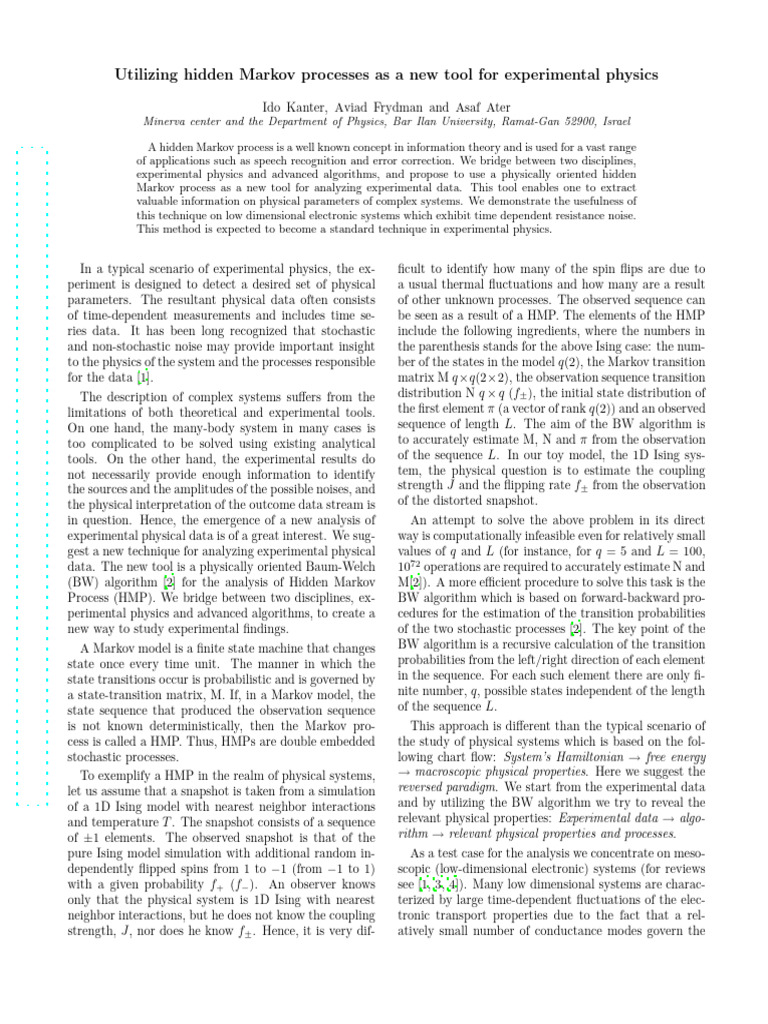 Hidden Markov Processes in Physics Analysis | PDF | Markov Chain ...