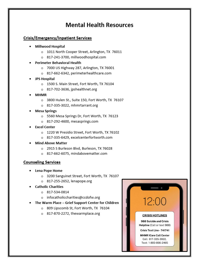 Mental Health Services in Fort Worth | PDF | Mental Health | Disability