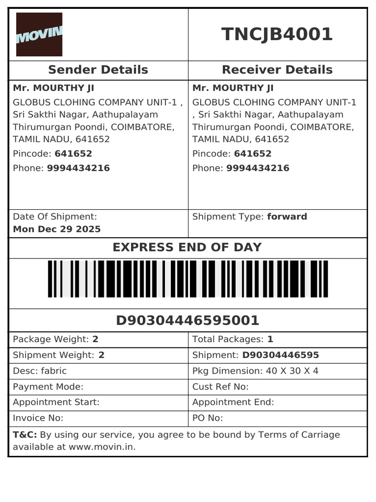 Shipping Label D90304446595 | PDF