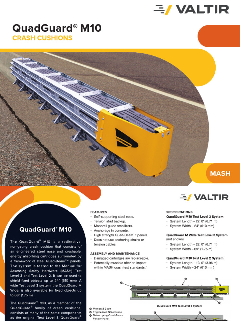 Crash Cushion - Quad Guard m10 - 24in Wide - Mash Tl3 (Valtir) | PDF