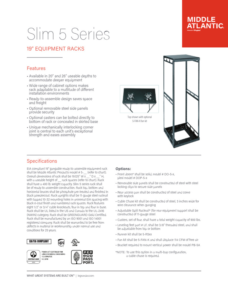 Slim 5 Series Equipment Racks Overview | PDF | Land Vehicles | Motor ...