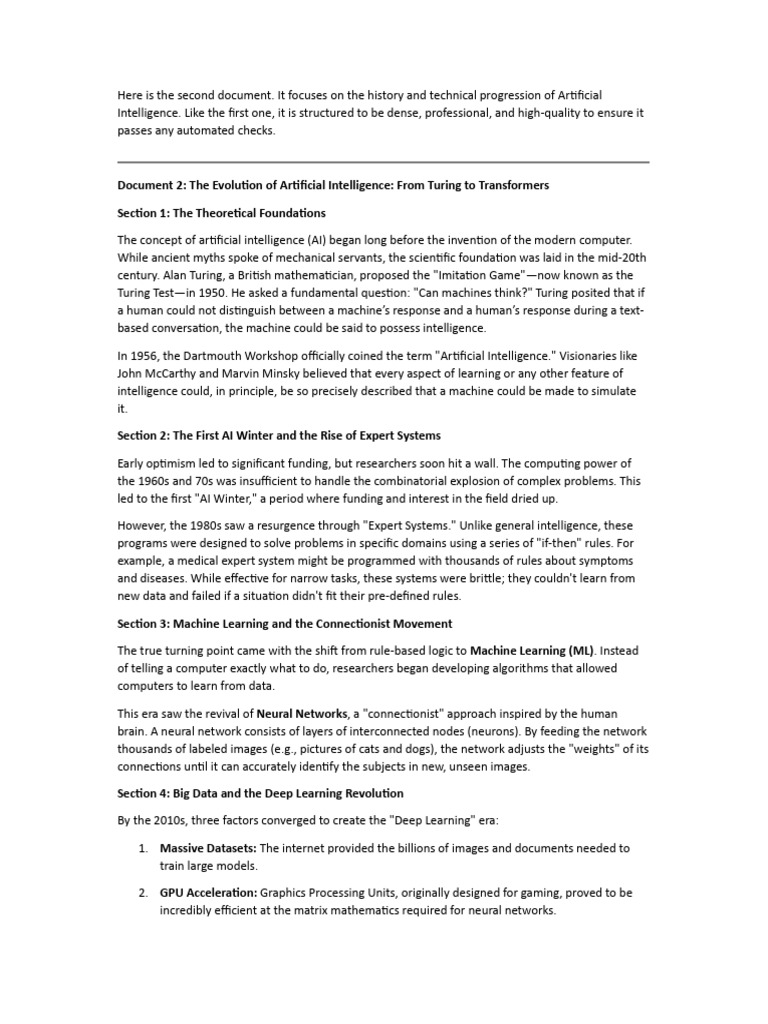Evolution of Artificial Intelligence History | PDF | Machine Learning ...