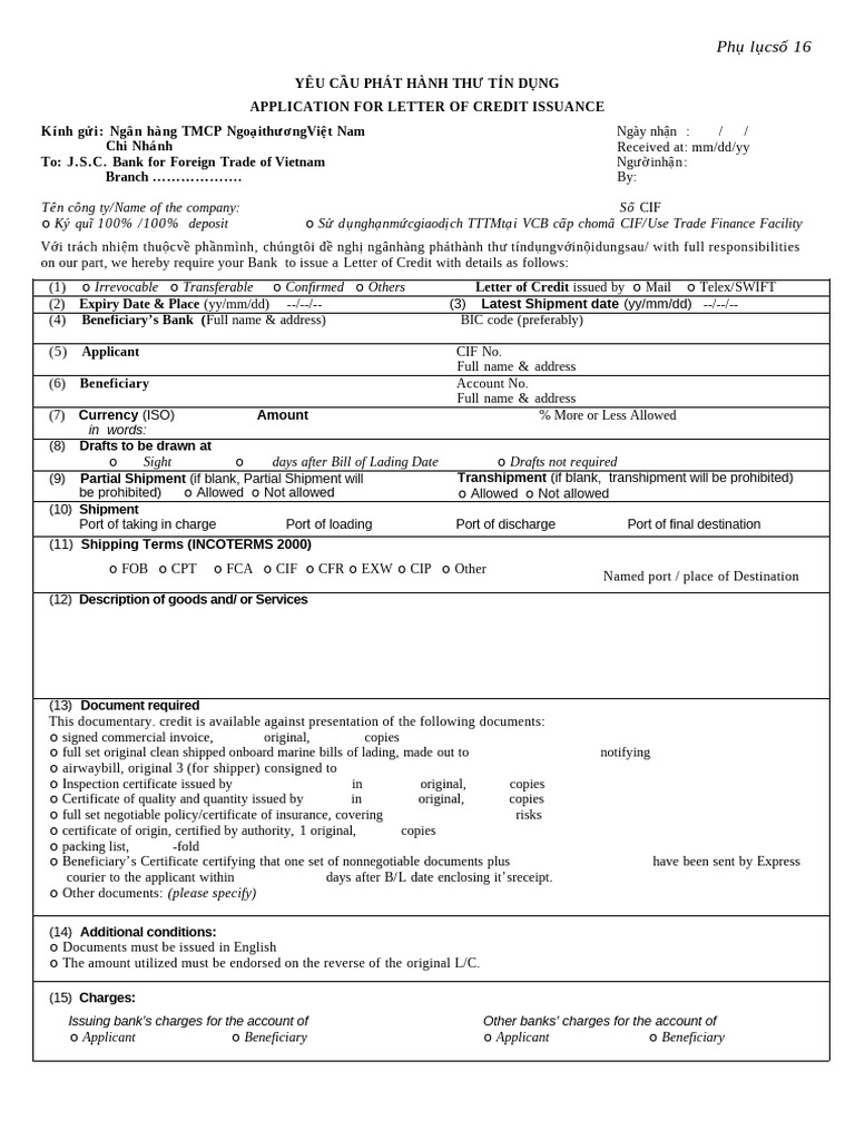 Application For LC Issuance | PDF