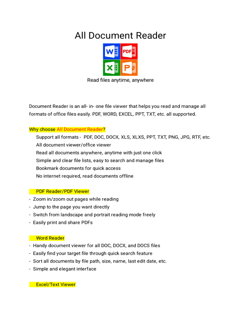 All-in-One Document Reader App | PDF