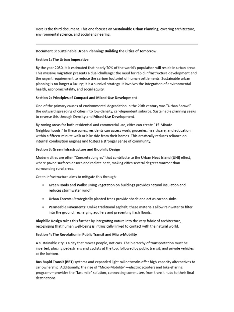 Sustainable Urban Planning Strategies | PDF | Infrastructure | Green ...