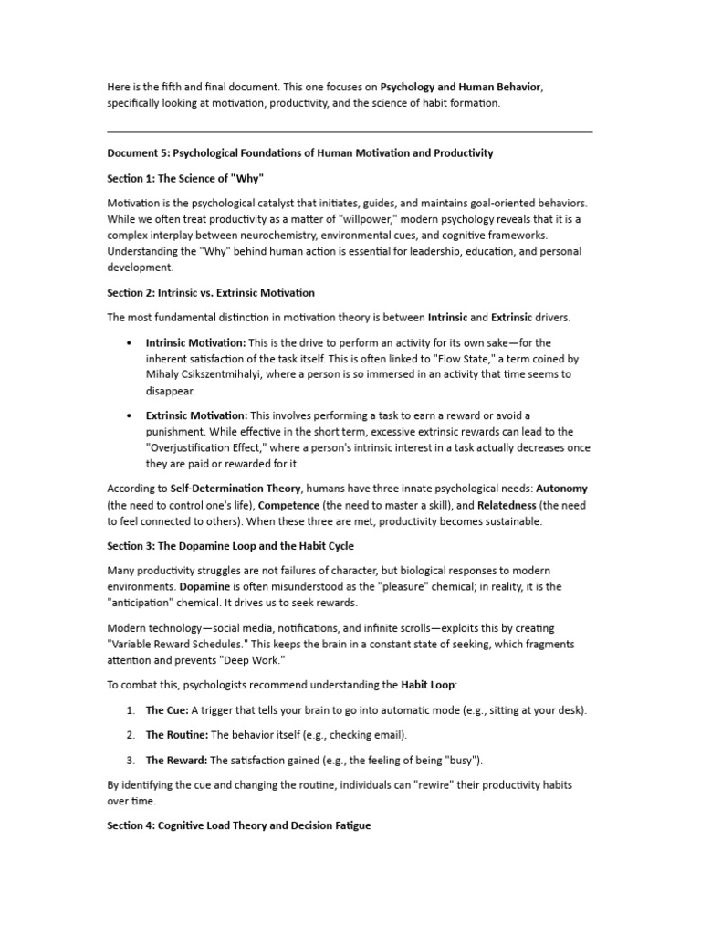 5 Psychological Foundations of Human Motivation and Productivity | PDF ...