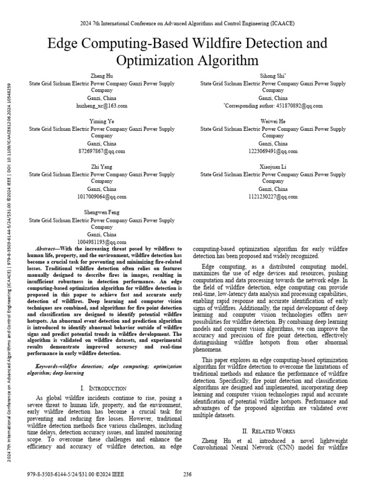 Edge Computing for Wildfire Detection | PDF | Deep Learning ...